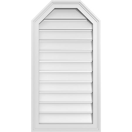 Ekena Millwork Octagonal Top Surface Mount PVC Gable Vent w/ 2"W x 1-1/2"P Brickmould Frame, 18"W x 34"H GVPOT18X3402SF